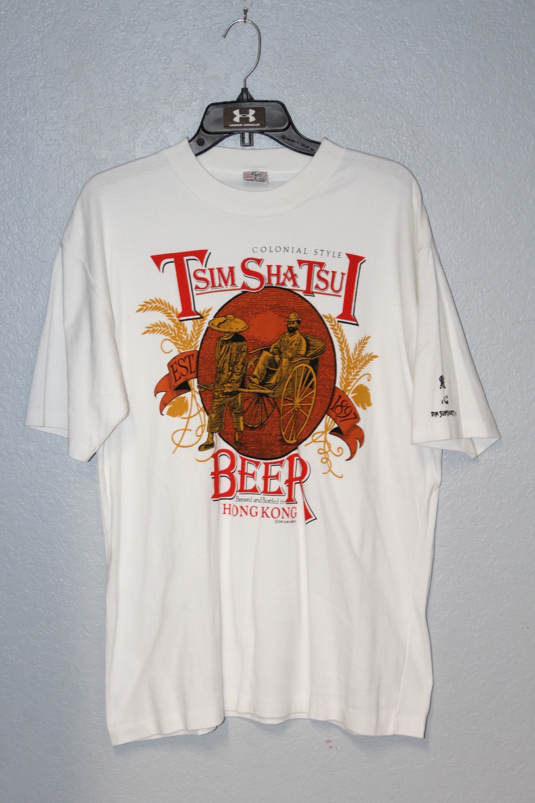 VINTAGE Dim Sum T Shirt Hong Kong Tsim Sha Tsu Beer Tee Single Stitch Men XL
