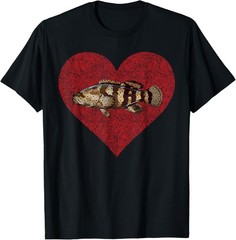Goliath Grouper Valentines Day Fish Love Fingerprint T-Shirt
