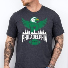 Philadelphia Skyline Football themed Soft Ring Spun Cotton T-Shirt