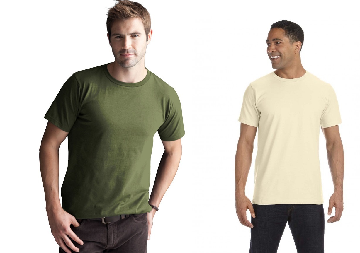 NEW Men's Anvil 100% Organic Cotton T Shirt Natural Raw or Green $40 retail gallery