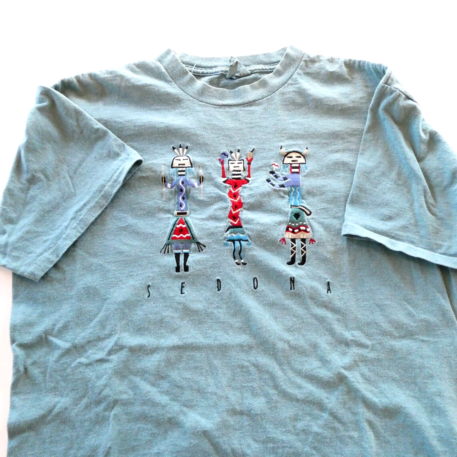 Bumwraps Kachina Embroidered Sedona AZ Tee Size L Single Stitch Made USA Vintage