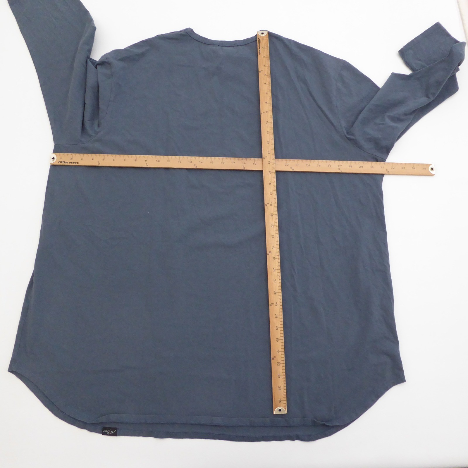 ONE BONE Mens Size 5 / 6XL Long Sleeve Scoop Crew Neck T Shirt OB106 Blue Cotton gallery