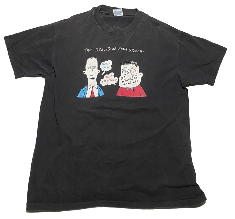 Vintage Beauty Of Free-Speech Single Stitch T-Shirt XL Cartoon Graphic Tee  Y6?