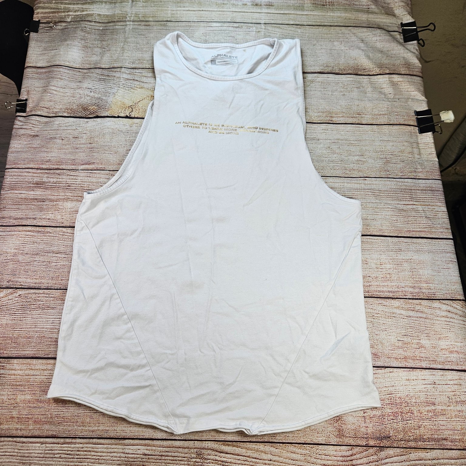 ALPHALETE Men's Tank Top White L Performance Fit Cotton Spandex Activewear gallery
