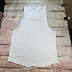 ALPHALETE Men’s Tank Top White L Performance Fit Cotton Spandex Activewear