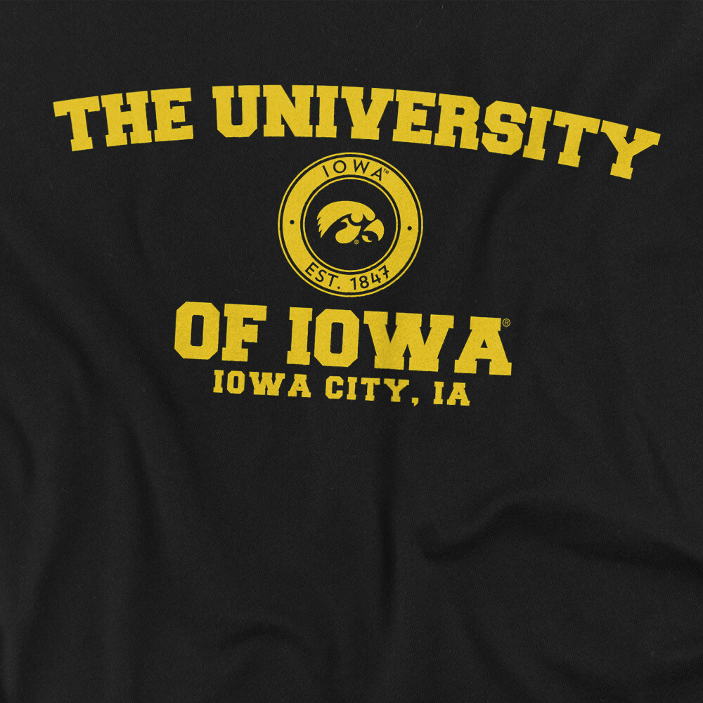 University of Iowa Adult T-Shirt Circle Logo, Black, S-5XL gallery