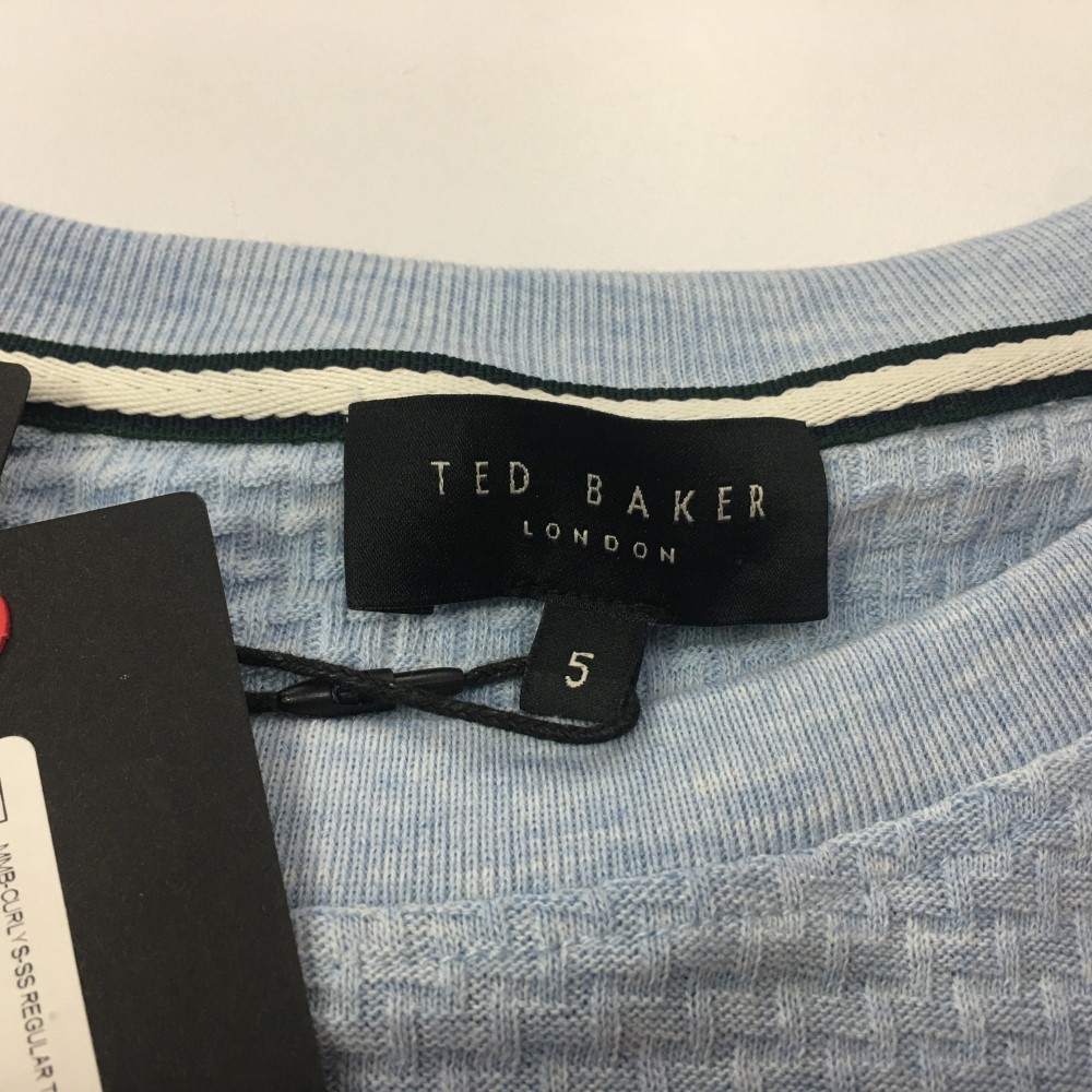 Ted Baker Men's Textured Short Sleeve T-Shirt Size 5 XL Regular Blue Stretch NWT gallery