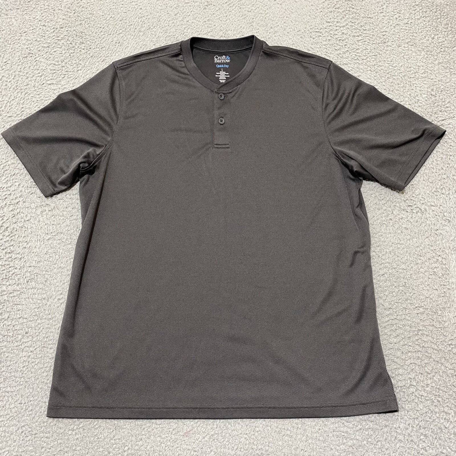 Croft And Barrow Shirt Mens Large Gray Henley Quick Dry Short Sleeve gallery