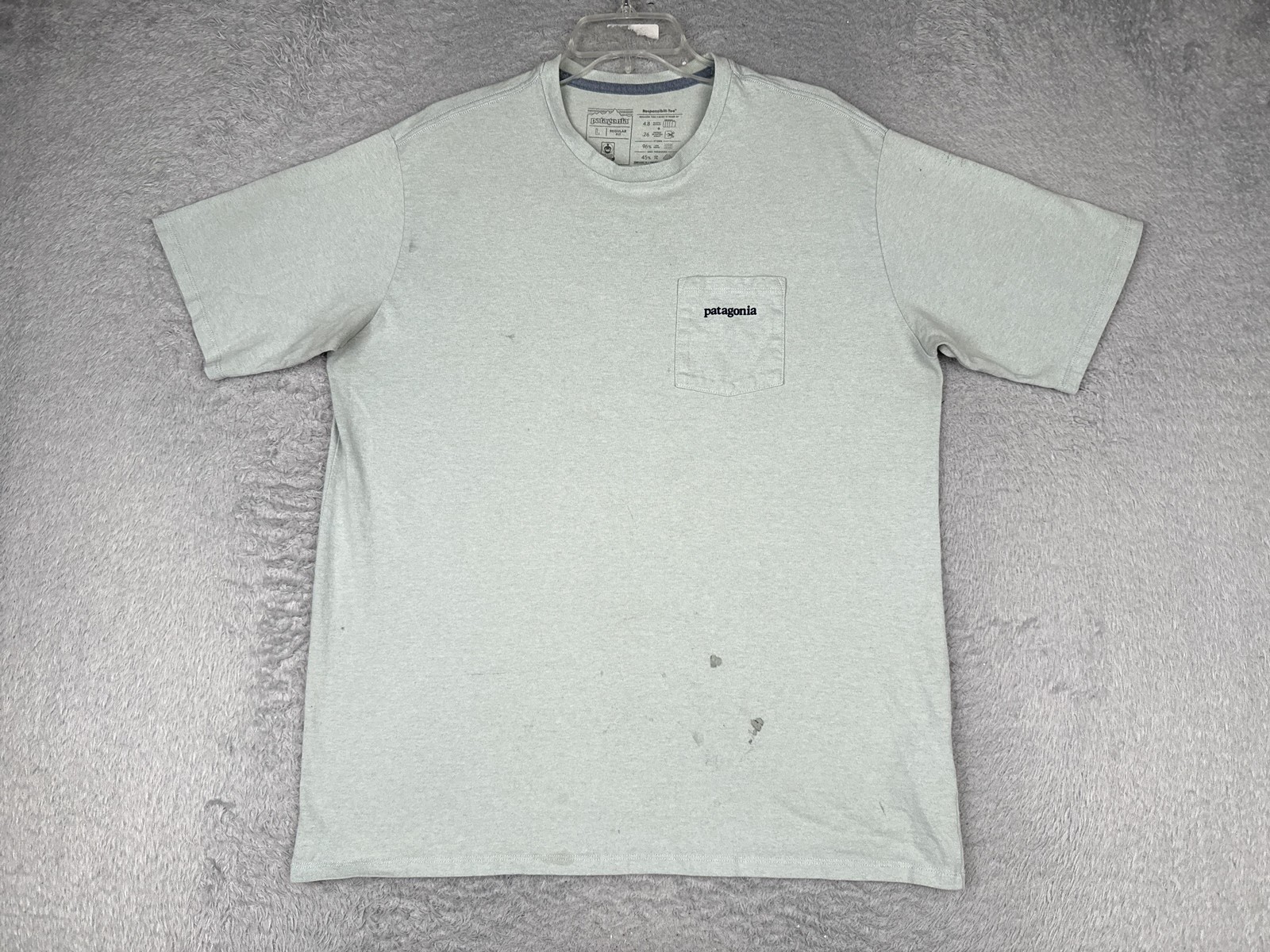 Patagonia Responsibili-Tee Shirt Mens Large Gray Short Sleeve Pocket Logo Tee