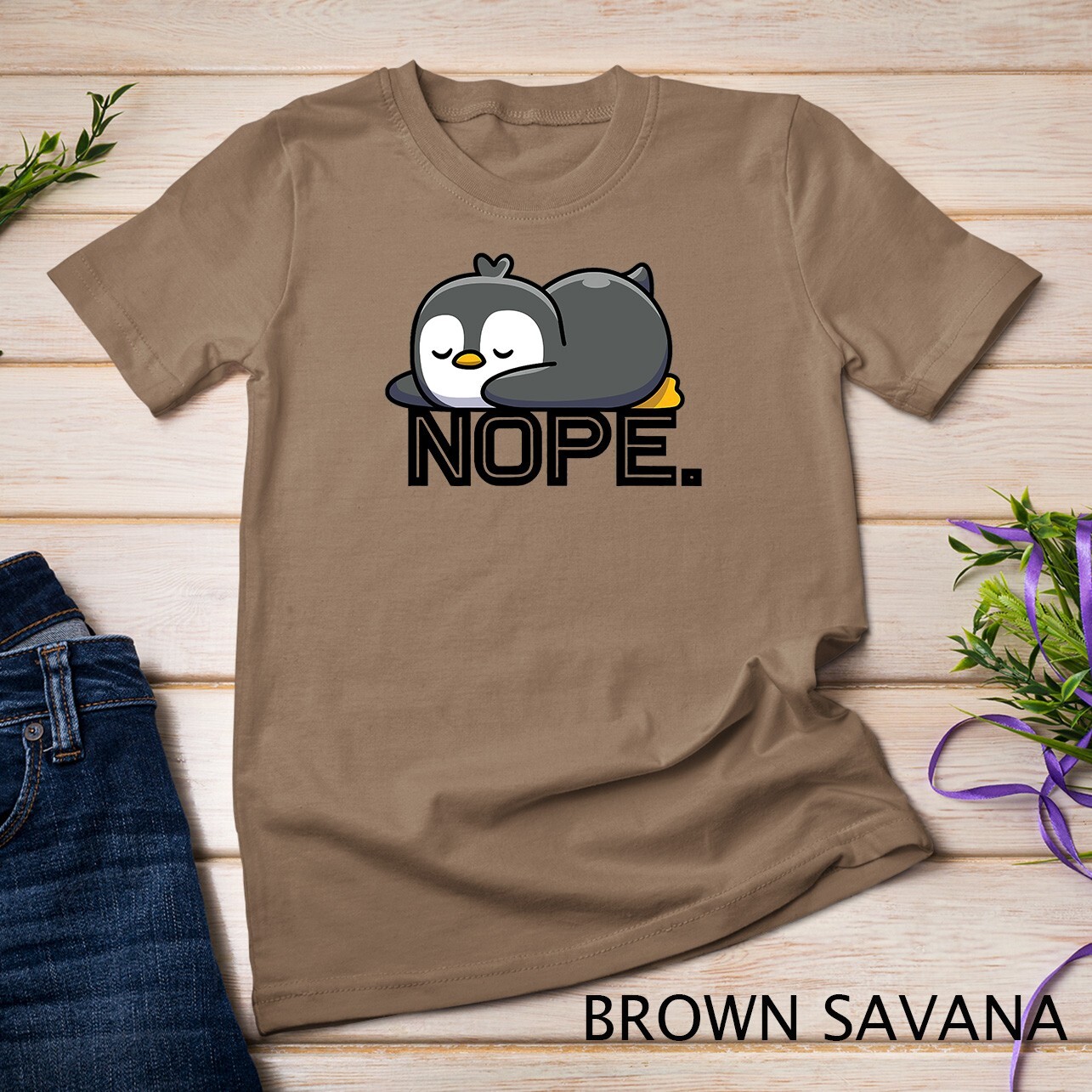 Nope Not Today Lazy Penguin Lazy Animal Lover Cute Gift T-Shirt Unisex T-shirt gallery