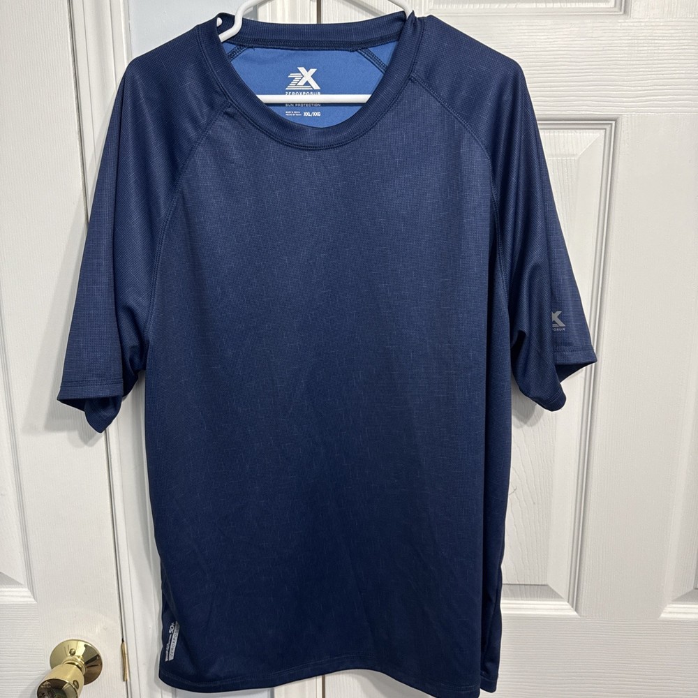 ZeroXposur Sun Protection UPF50+ Short Sleeve Shirt T-Shirt Mens Size XXL Blue