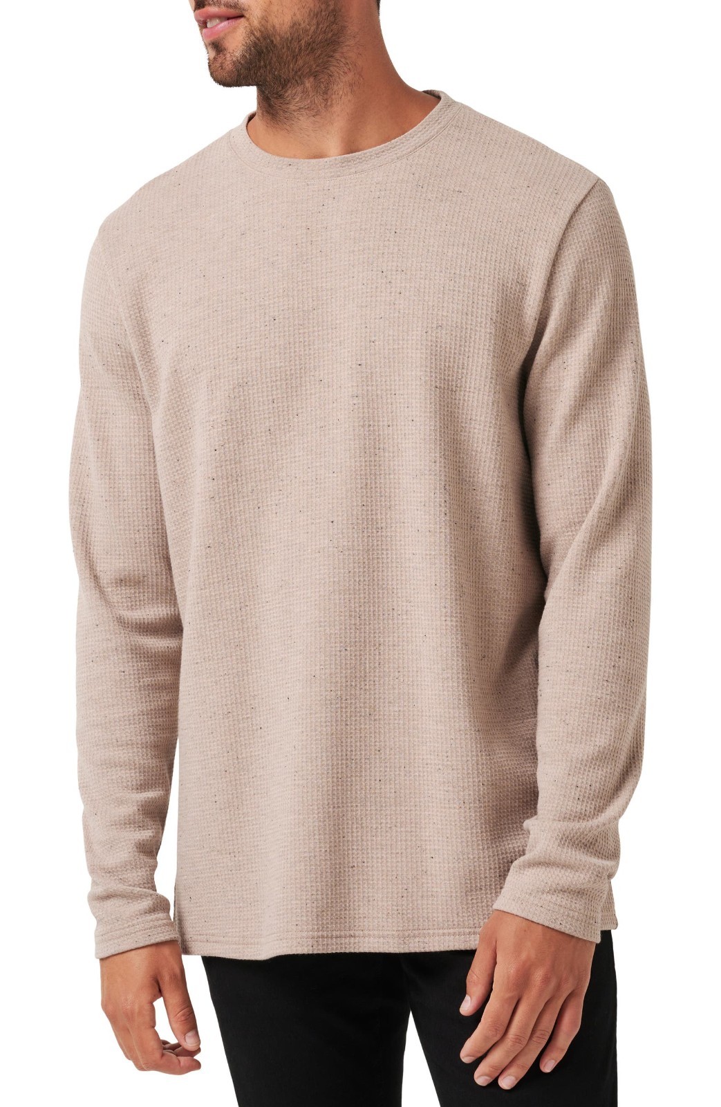 $140 Travis Mathew Men’s Cloud Waffle Crew Shirt – Oxford Tan – Small – New Tag