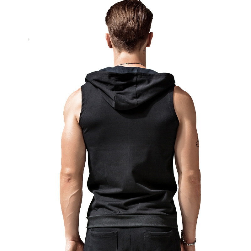 Sleeveless Zipper Hoodie Hooded Workout Men's Gym Bodybuilding Tank Top Vest gallery
