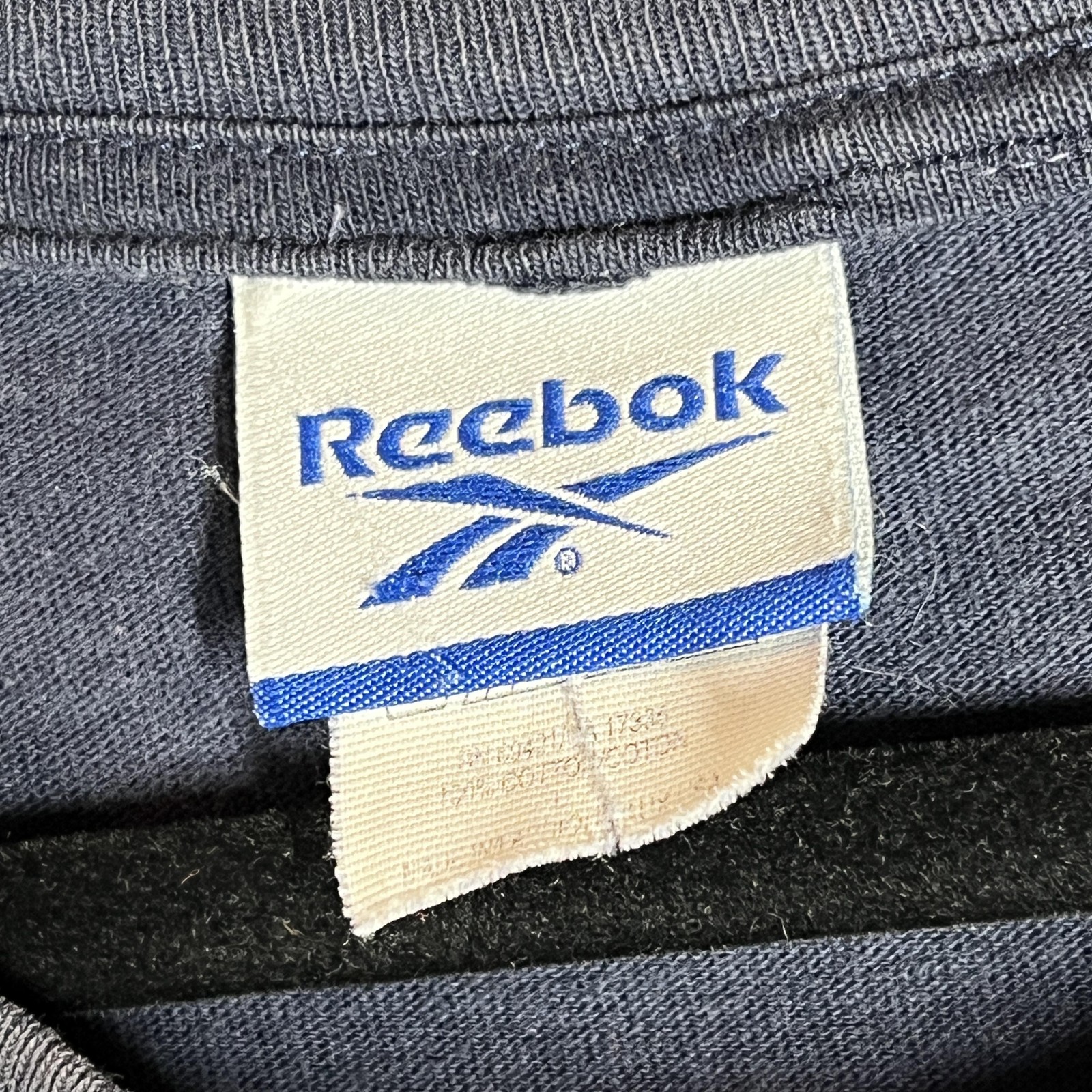 Reebok Shirt Mens L Blue Diagonal Graphic Logo Big Side Print Sport Tee gallery
