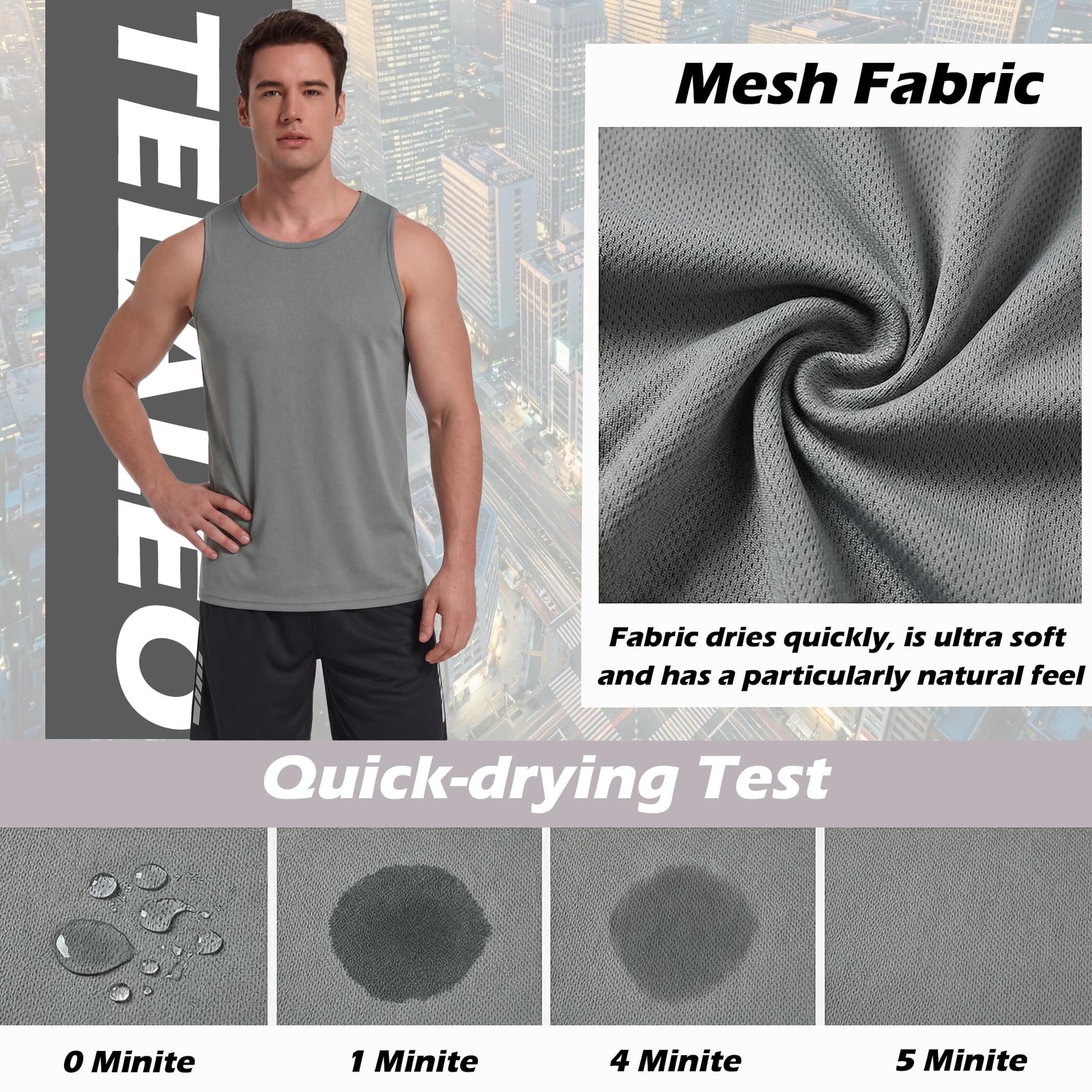 5 Pack Men's Workout Tank Tops Sleeveless Mesh Muscle Gym Shirt Quick Dry Bla... gallery