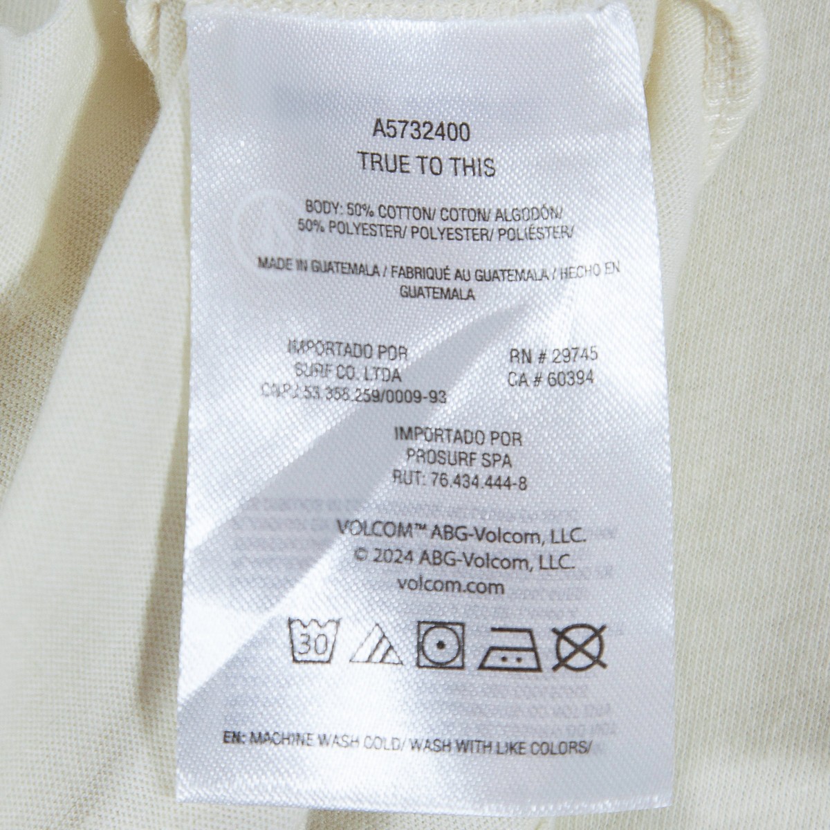 Volcom True To This t-shirt, men size L, Ivory gallery