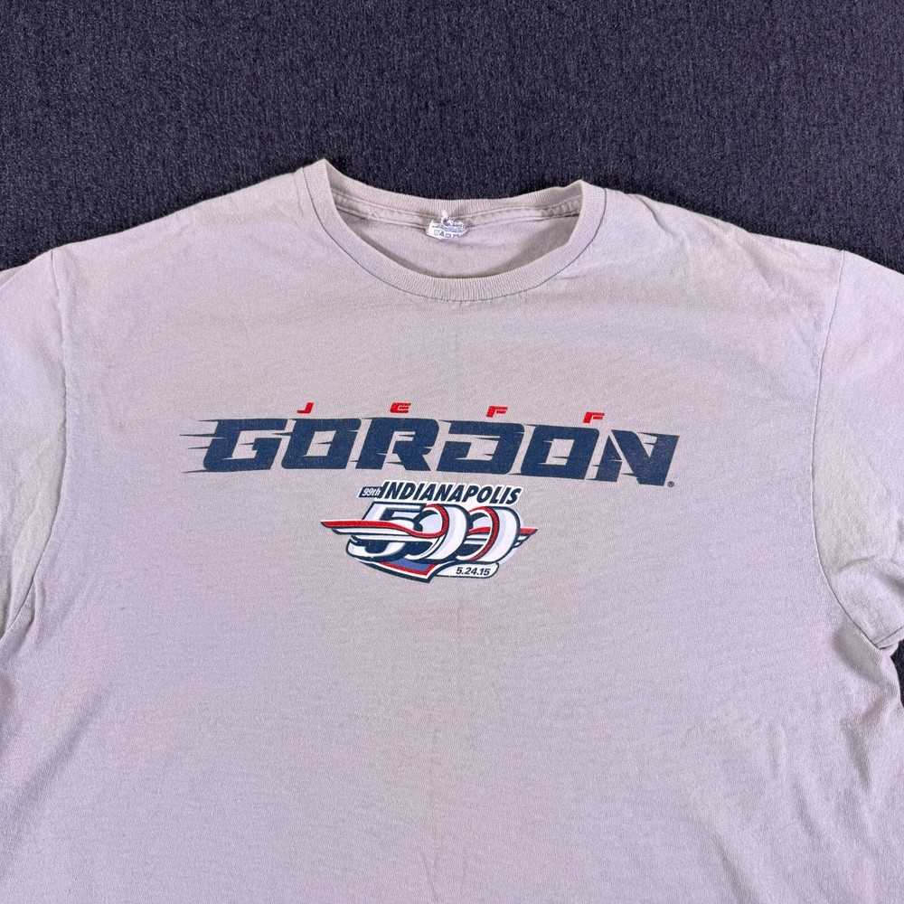 Delta Pro Weight Mens White Jeff Gordon 99th Indianapolis 500 T-Shirt Size Large