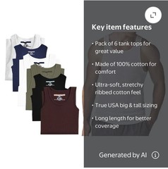 Different Touch 5 Pack Men’s Big and Tall Muscle Ribbed Tank Tops A-Shirts…