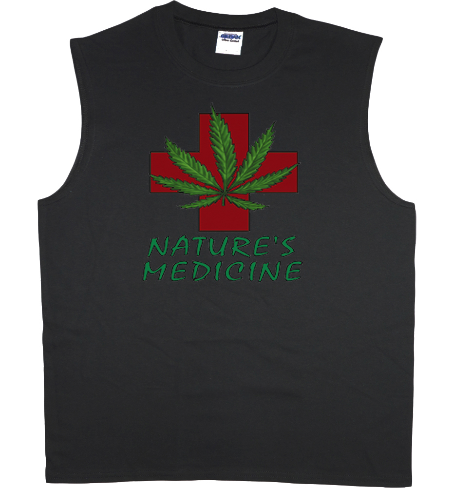 Men’s sleeveless tshirt medical marijuana weed pot cannabis muscle tee tank top