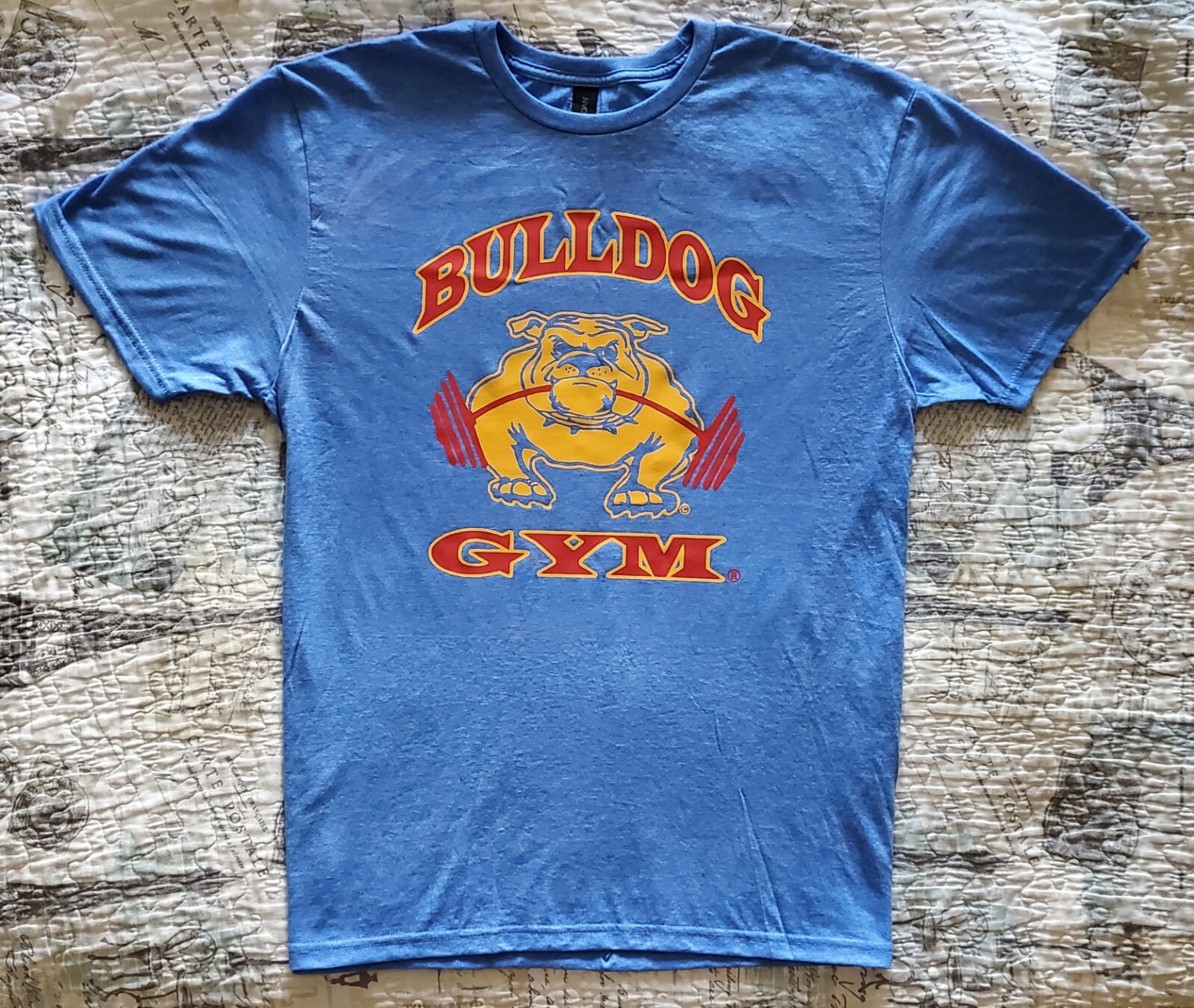 Bulldog Gym Workout Bodybuilding Muscle Royal Blue / Vintage Gold / Red T-Shirt gallery