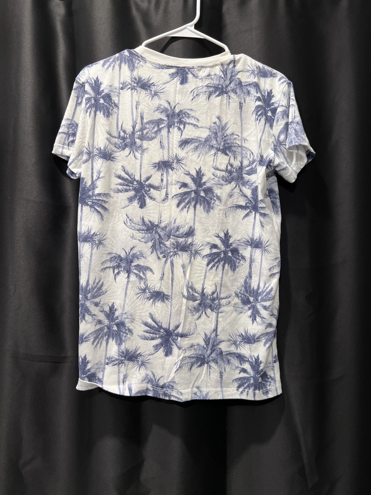 American Eagle Shirt Mens S/P Short Sleeve White Blue Palm Trees Seriously Soft gallery