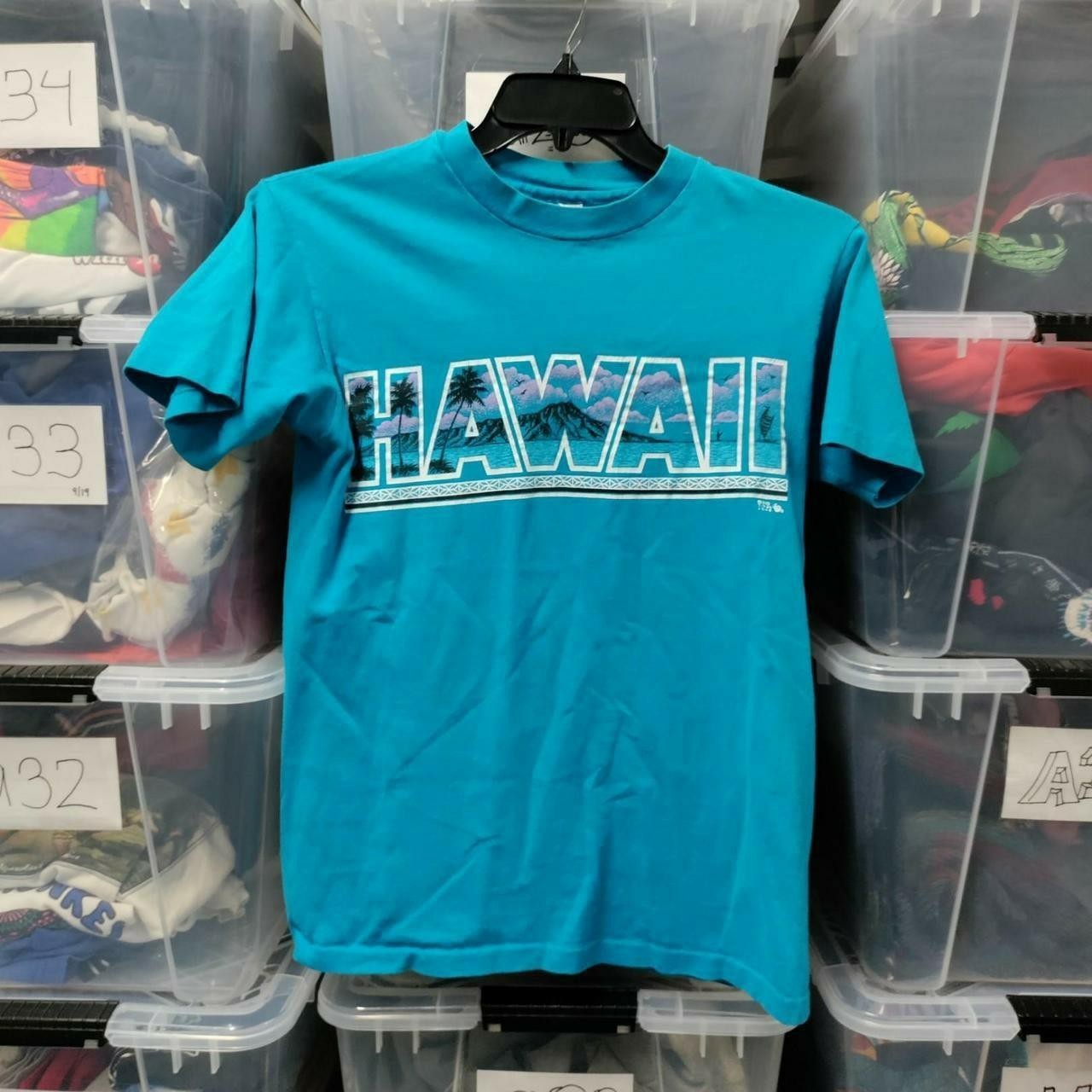 Hawaii Vtg 90s Hanes Destination Tee Teal Color A261ed gallery