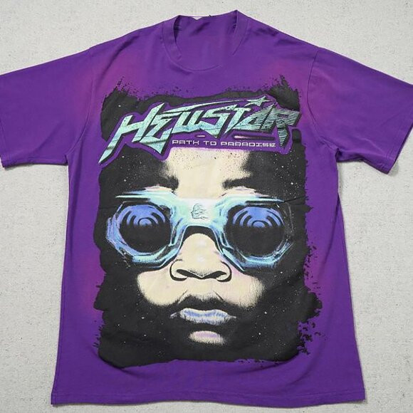 Vintage Hellstar The Future Is Hellstar Purple Face T-shirt BO031