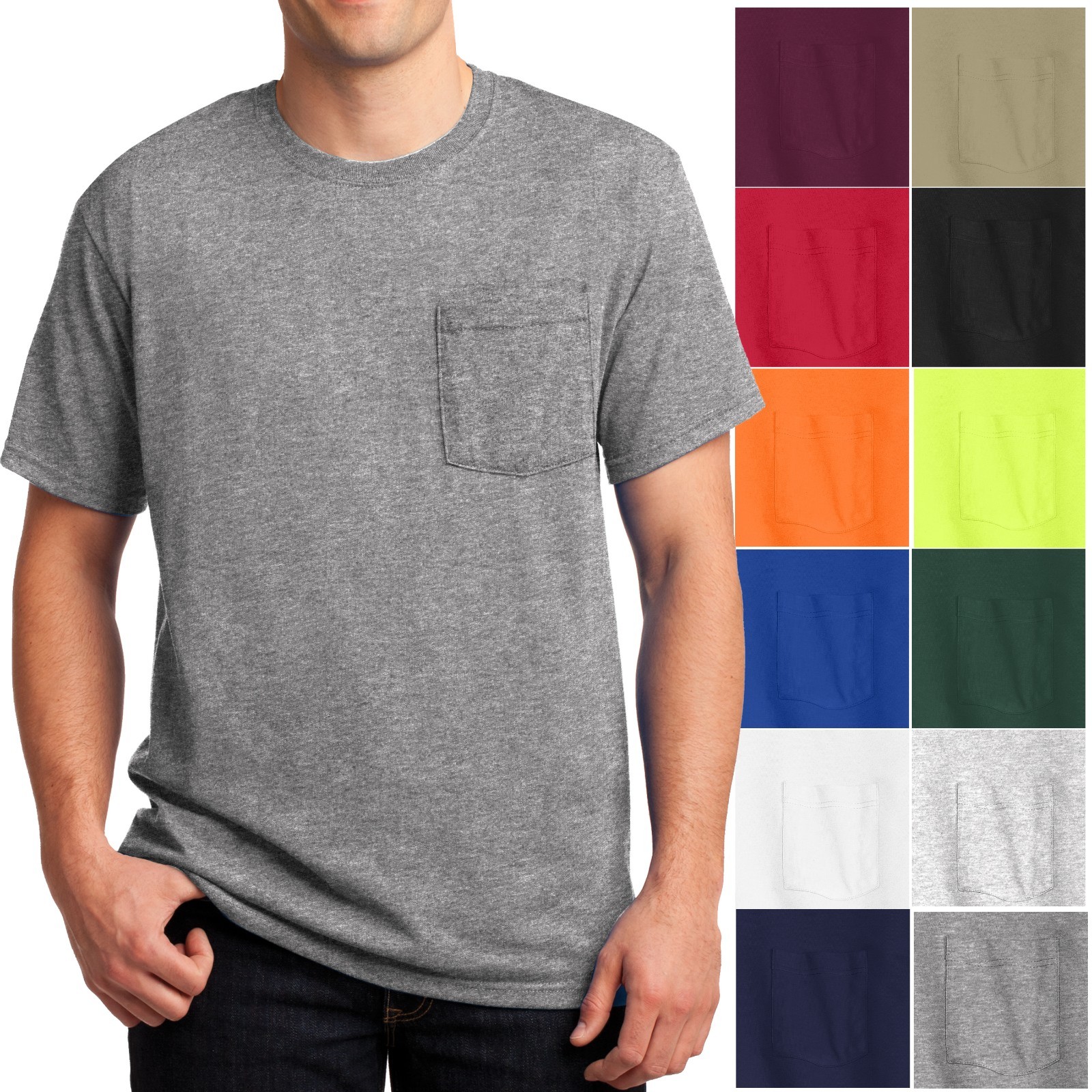 Mens T-Shirt with Pocket Jerzees 50/50 Cotton/Poly Tee Size S, M, L, XL NEW gallery