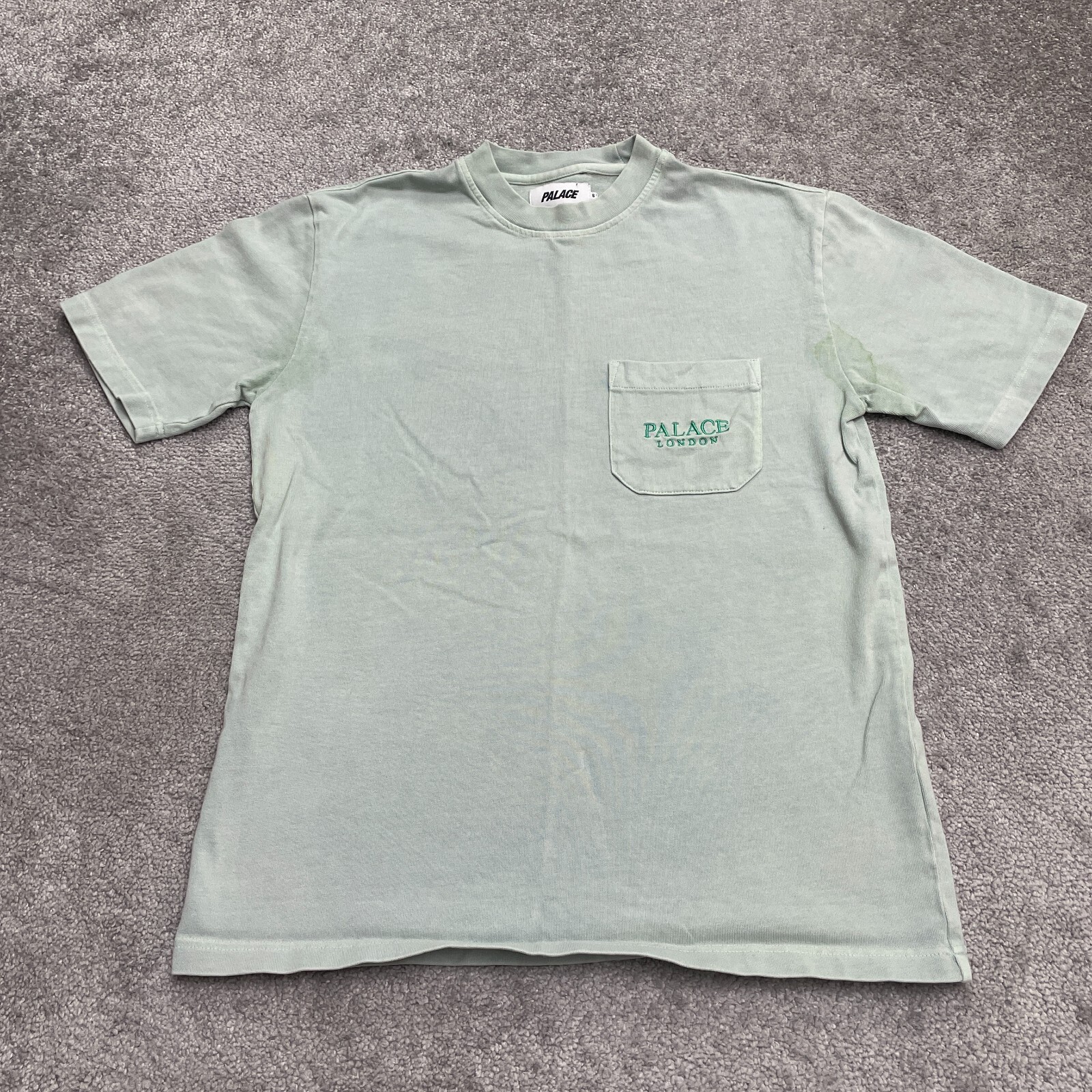 Palace Skateboard Heavyweight T-Shirt Men Small Light Green Crew Neck Pocket Tee gallery