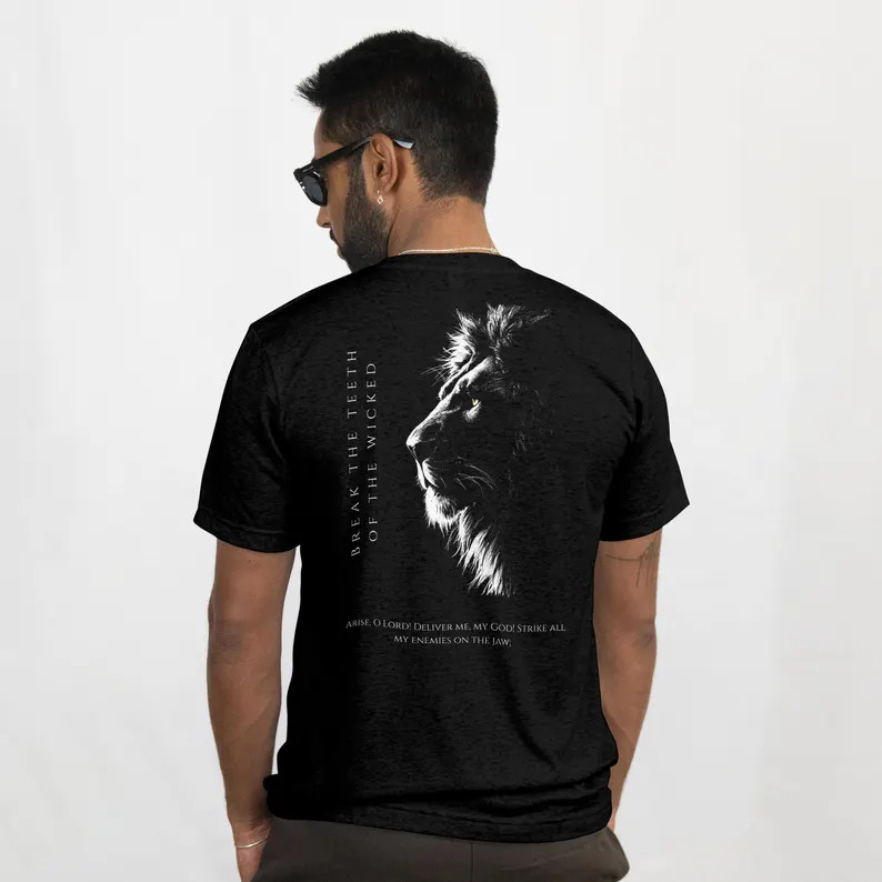 Christian Lion Shirt, Psalm 3:7 Bible Verse Faith Graphic Tee gallery