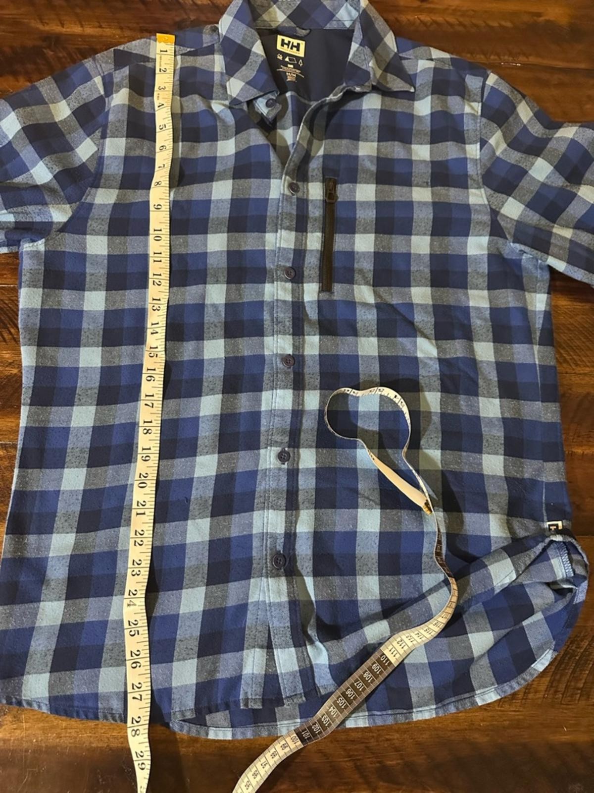 Helly Hansen Plaid Button Down Shirt Men M Blue Outdoor Hiking Flannel gallery