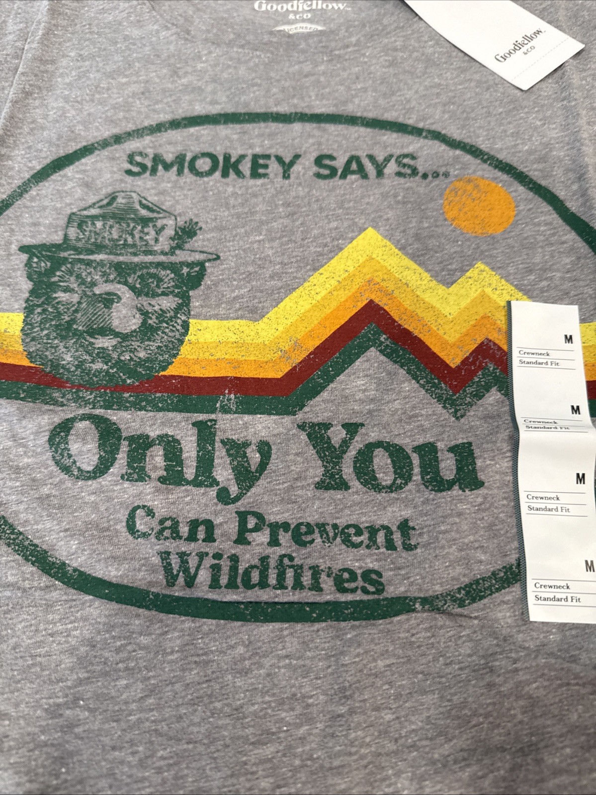 NWT Goodfellow & Co Men's Smokey The Bear Graphic T-Shirt Grey Size M gallery