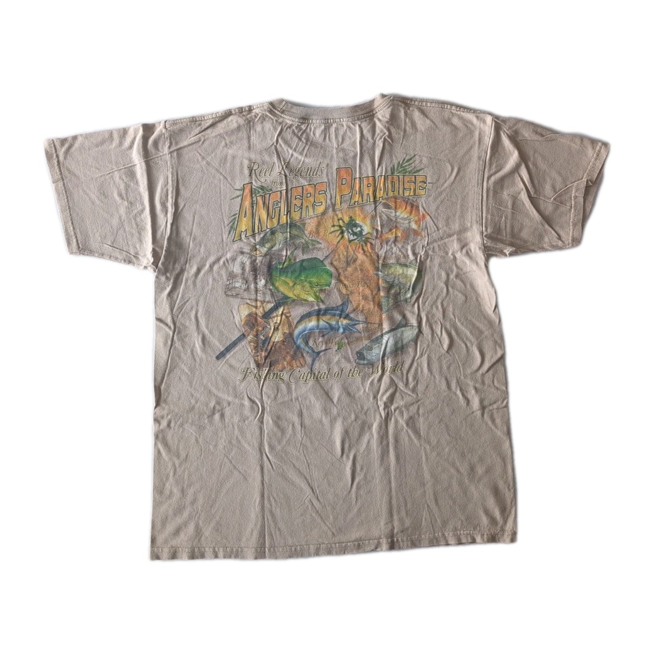 Reel Legends ANGLERS PARADISE T-shirt Double-Sided Men’s Size Large