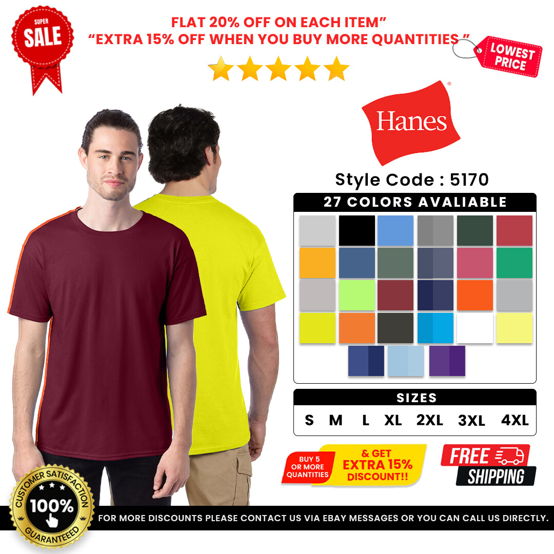 Hanes 5170 Unisex Cotton/Poly Short Sleeve Ecosmart Tshirt Crew Neck T-Shirt gallery