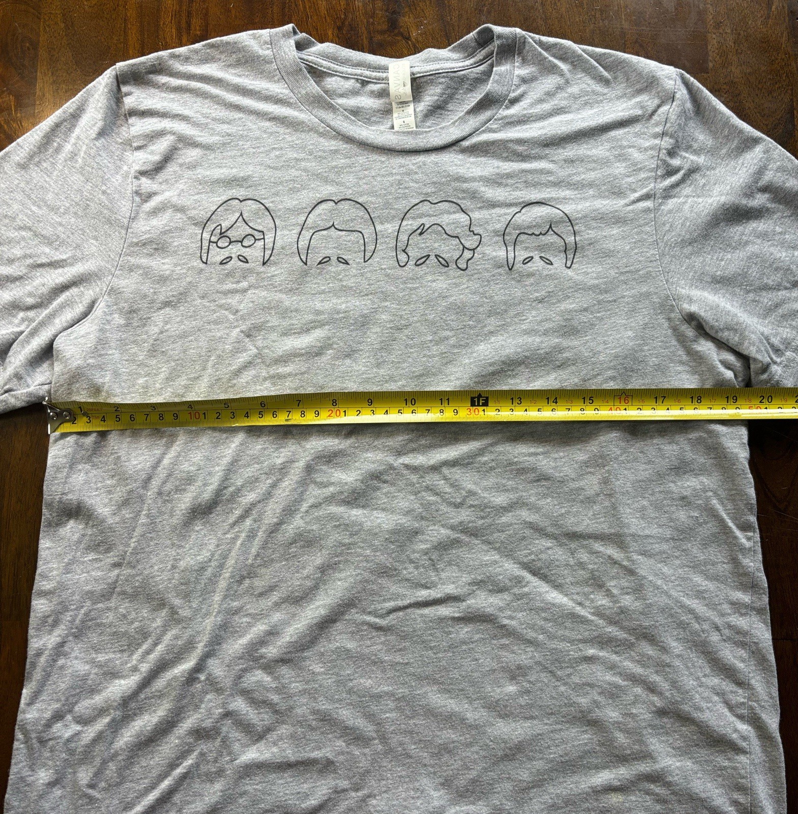 The Beatles Bella+Canvas Minimalist Line Art Short Sleeve Grey T-Shirt-Size L gallery