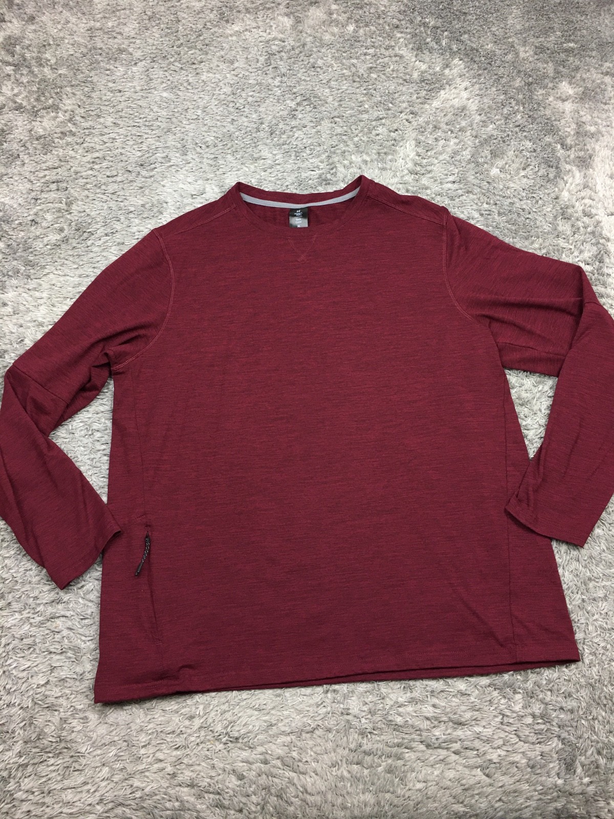 Members Mark Tech Crew Shirt Mens Size Red Maroon Long Sleeve