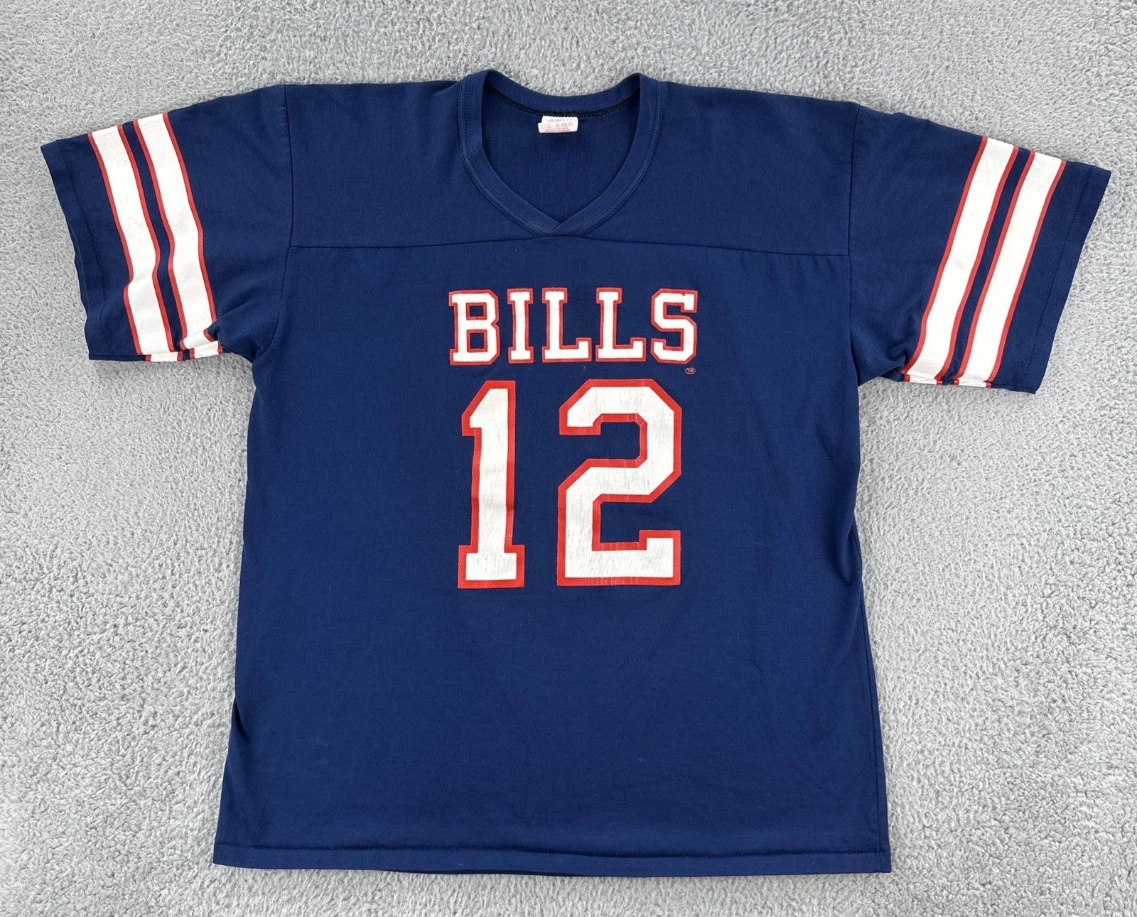 Vtg Rawlings Men’s XL Blue Cotton Short Sleeve Shirt NY Buffalo Bills Football