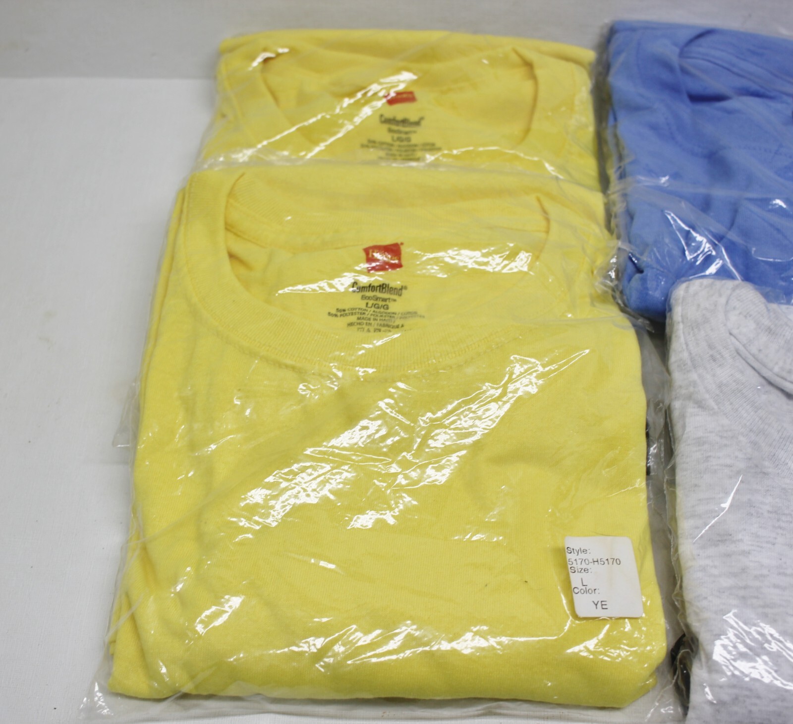 Lot of 4 Hanes Men's 50/50 EcoSmart Crew Neck Tee Shirt T-Shirt LG Large gallery