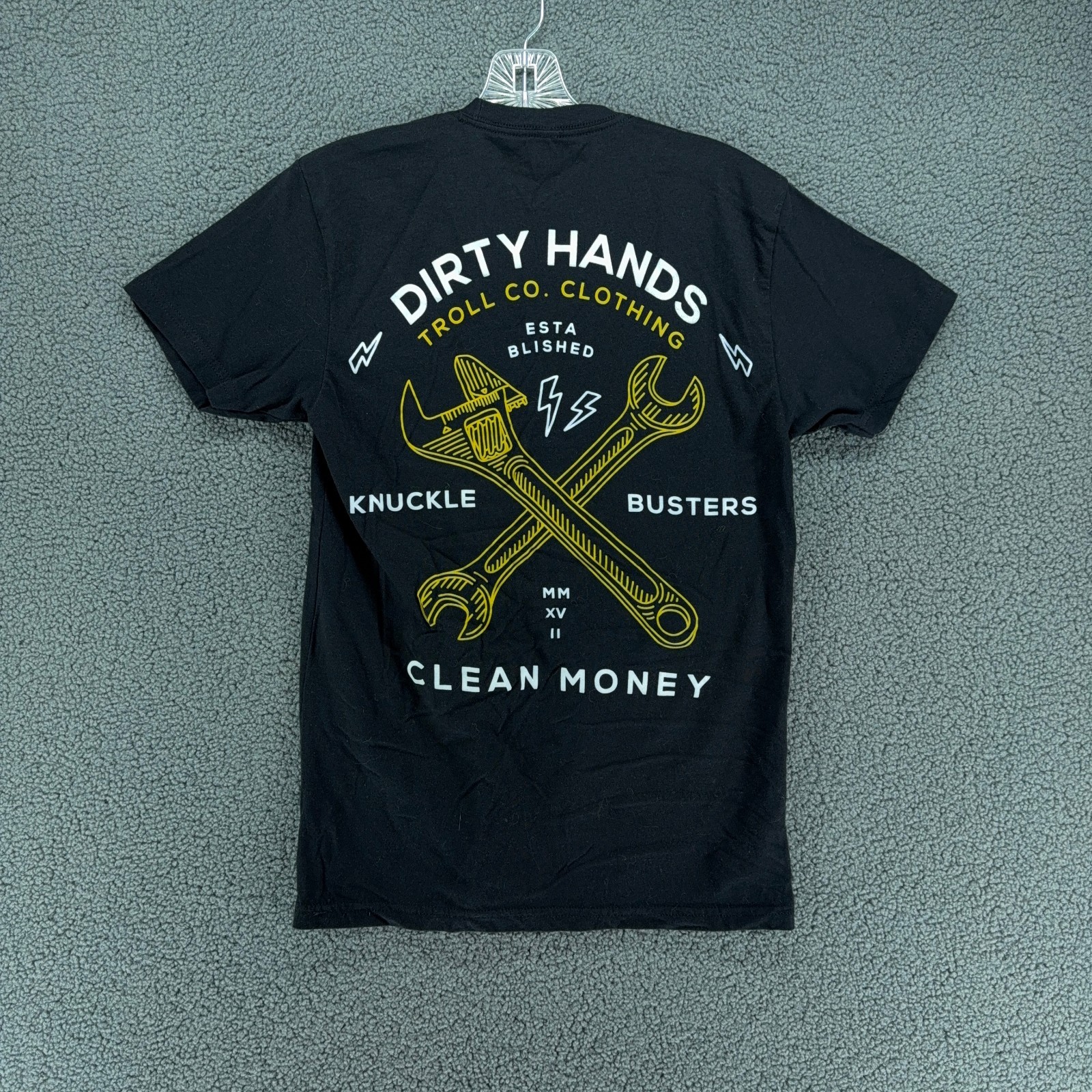 Troll Co T Shirt Mens Small Black Dirty Hands Clean Money Graphic Back Workwear gallery