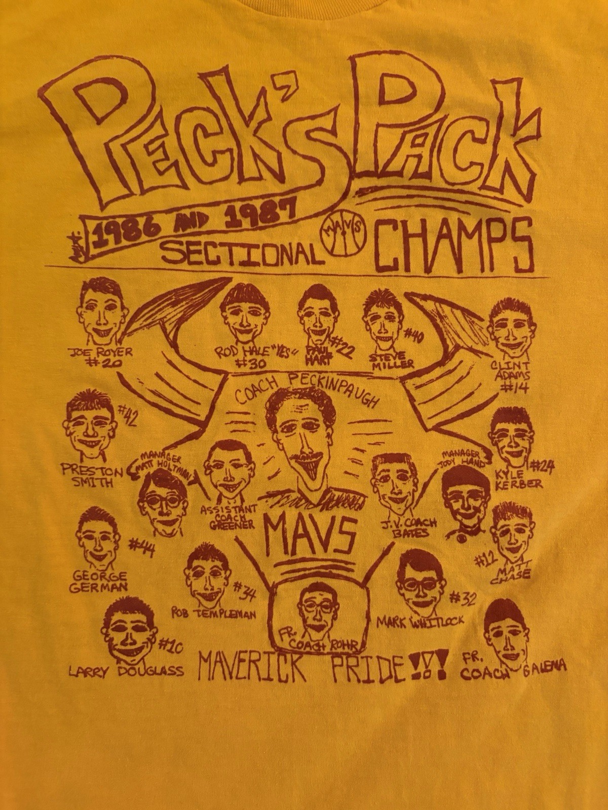 1980s Mavericks Peck’s Pack Basketball Team, Single Stick Vintage
