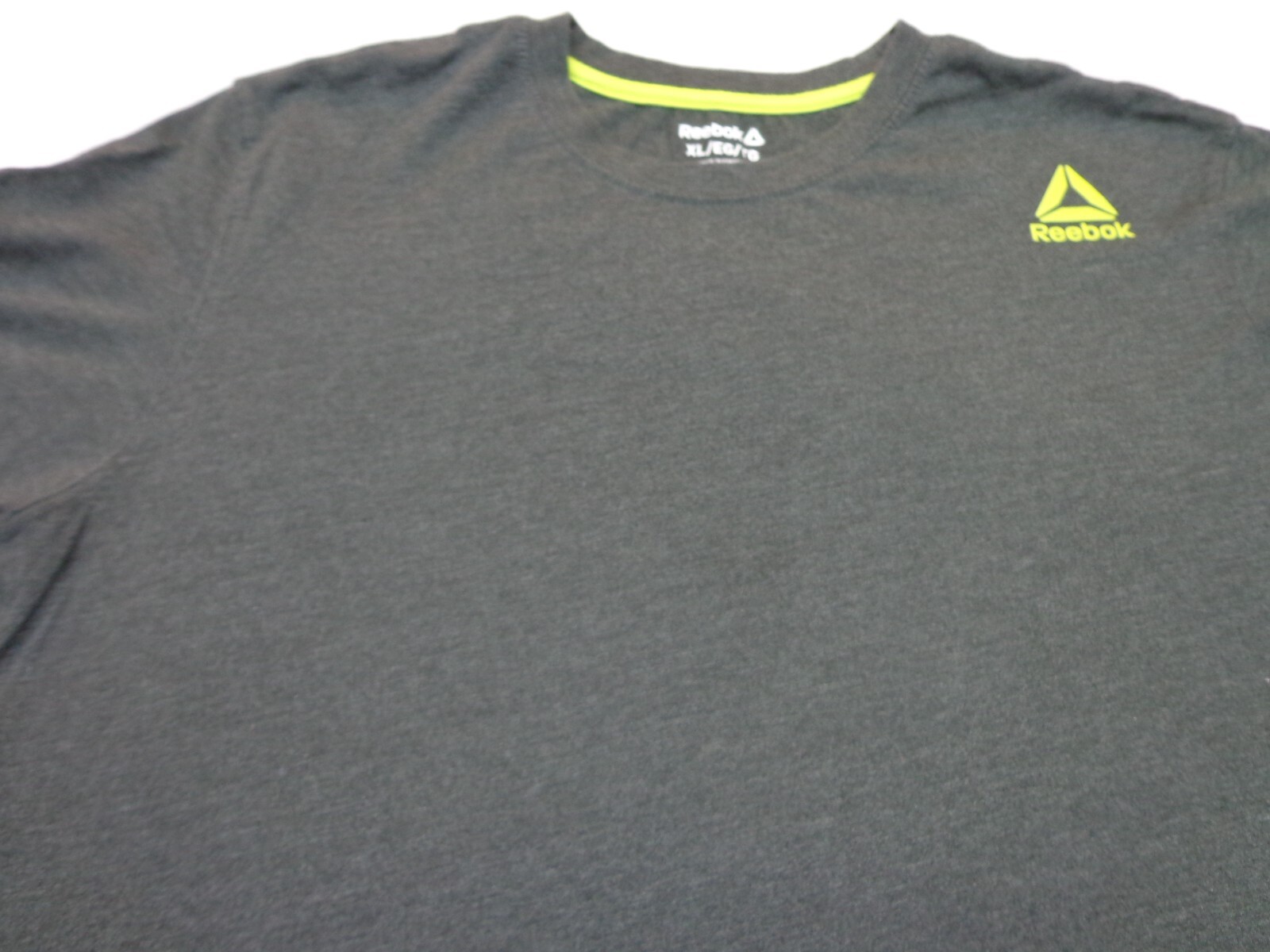 Reebok Charcoal Heather Gray Neon Green Logo T-shirt size XL