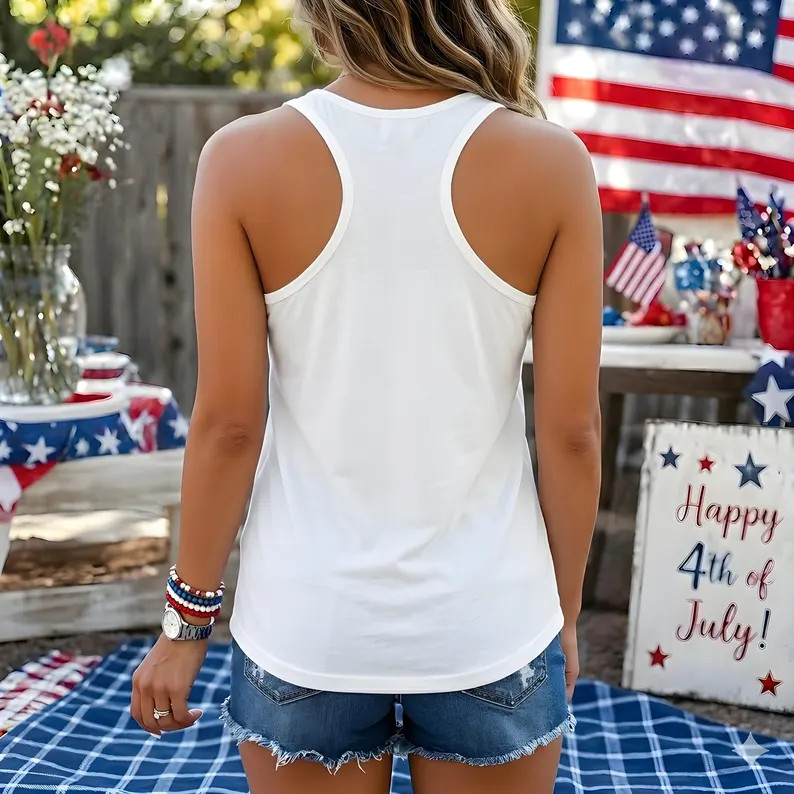 USA Est Floral Patriotic Design Graphic Tank Top gallery