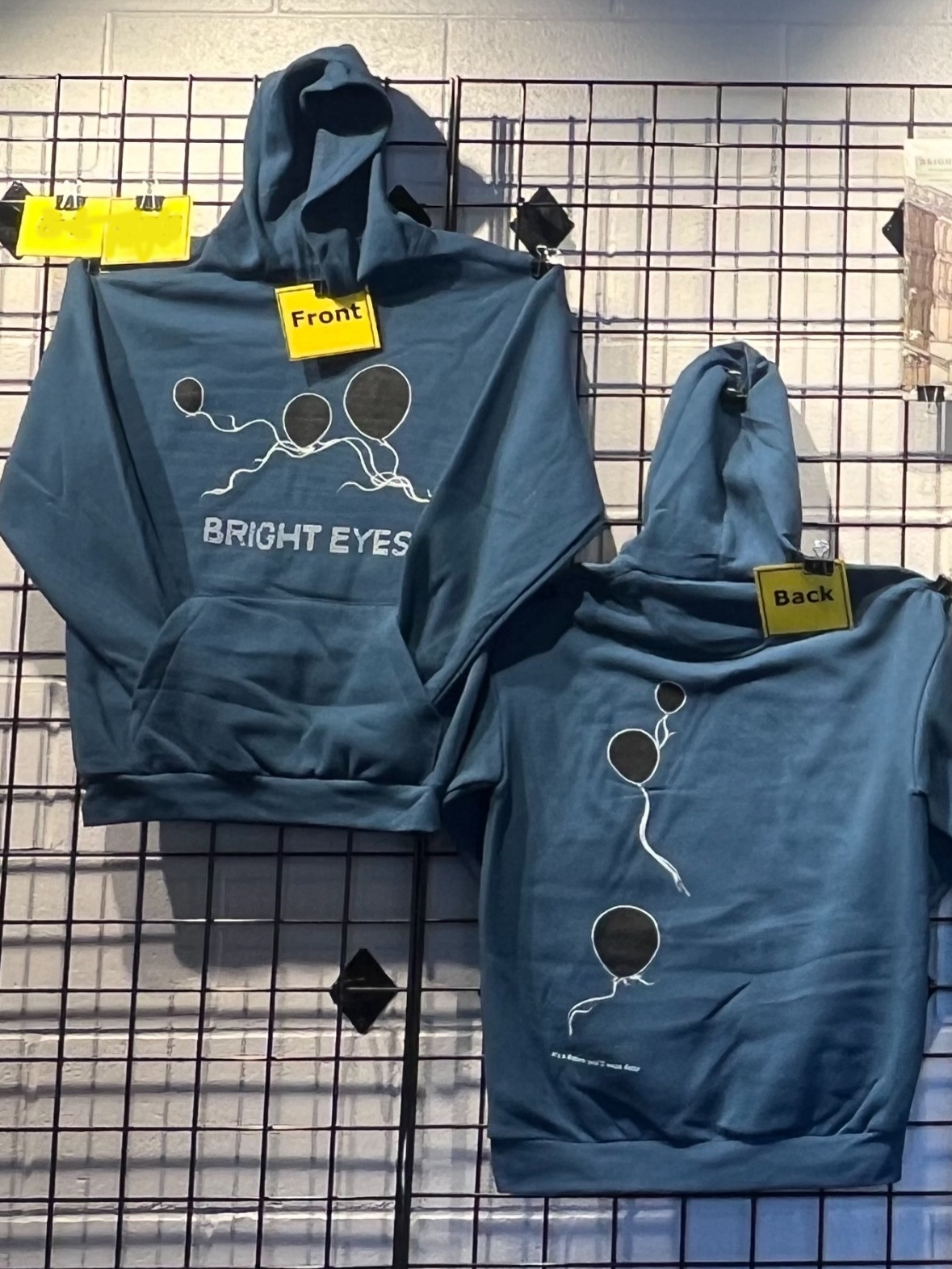 Bright Eyes Hoodie, Band Merch Blue Teal Balloons Graphic Front Back, reprint gallery