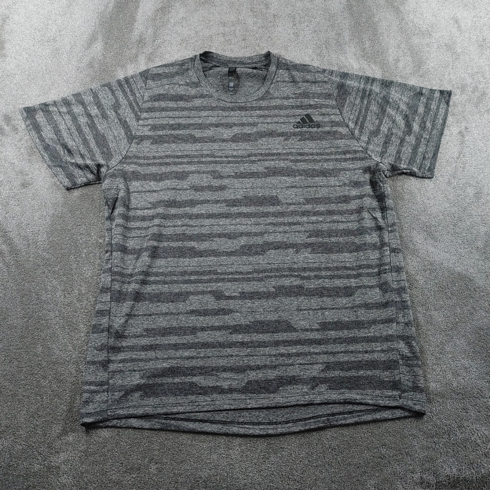 Adidas Shirt Mens Large Grey Abstract Gym Fitness Training Running Top gallery
