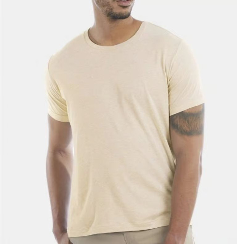 Alternative Mens Botanical Dye Jersey Tee Pale Yellow LARGE New A10S1B4007