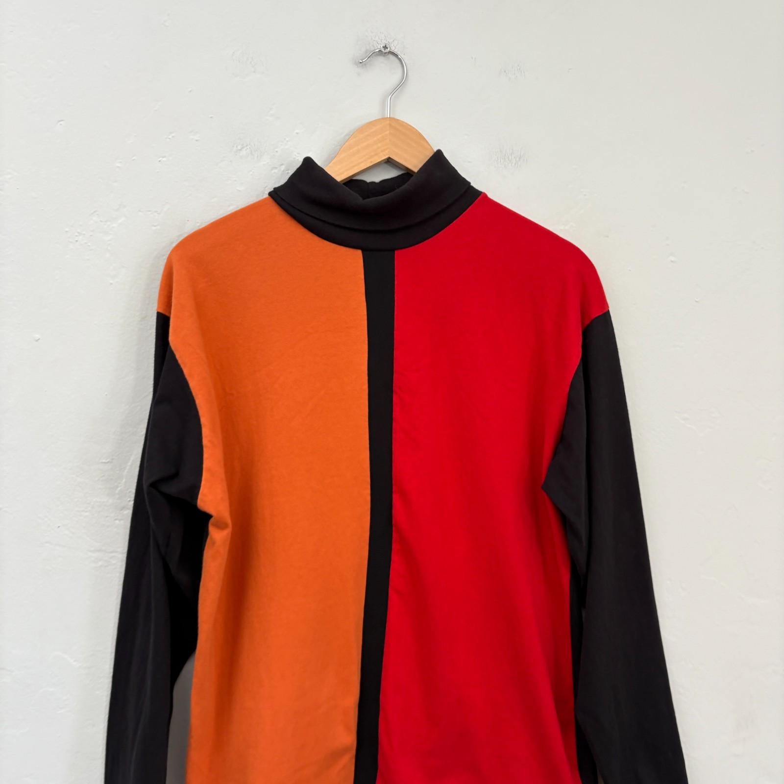 Marithe Francois Girbaud Color Block Shirt Men Medium Turtleneck Black Y2K gallery