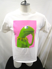 Disney The Muppets Kermit The Frog White & Pink Graphic T Shirt Adult Sz M