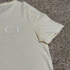 Authentic GUCCI Logo Mark Pattern Size M White Short Sleeve T-Shirt