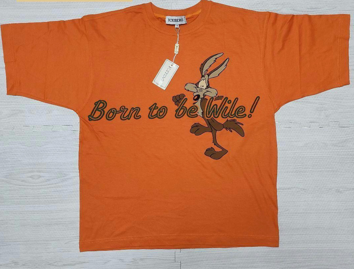 Vintage Iceberg Wile E. Coyote Orange Cotton T-Shirt Men’s M Unused with Tag