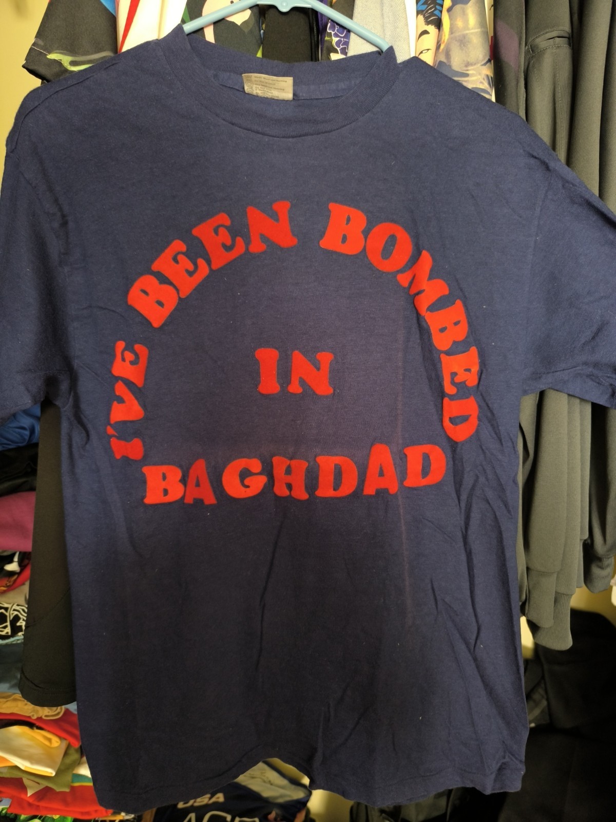 Vintage 80s Baghdad spring 85 war statement shirt Hanes USA L 42-44 rare